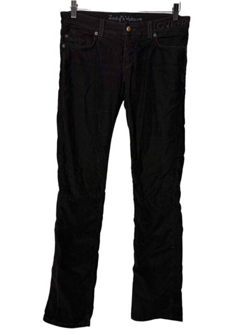 Zadig & Voltaire Corduroy Black Flared Wide-Leg Jeans